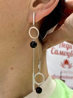 *Серьги Черный Оникс арт. 02-3014/00ОН-00-580 вес 7,1 г - фото 272822