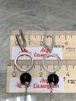 *Серьги Черный Оникс арт. 02-3014/00ОН-00-580 вес 7,1 г - фото 272824