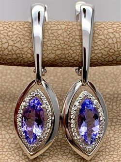 *Серьги Танзанит цв Белое арт. 2-207941-00-31-643 вес 5,81 г - фото 272908 *Серьги Танзанит цв Белое арт. 2-207941-00-31-643 вес 5,81 г - фото 272908