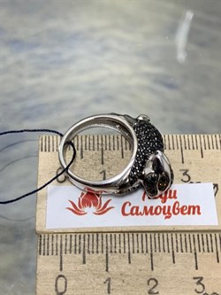 *Кольцо р.16 Черный Кролик Черный Фианит Микро Вставки арт. 01-1715/0КЦ1-00-080 вес 5,53 г - фото 272958 *Кольцо р.16 Черный Кролик Черный Фианит Микро Вставки арт. 01-1715/0КЦ1-00-080 вес 5,53 г - фото 272958