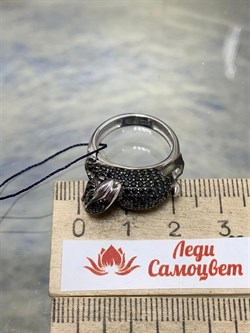 *Кольцо р.16 Черный Кролик Черный Фианит Микро Вставки арт. 01-1715/0КЦ1-00-080 вес 5,53 г - фото 272959 *Кольцо р.16 Черный Кролик Черный Фианит Микро Вставки арт. 01-1715/0КЦ1-00-080 вес 5,53 г - фото 272959