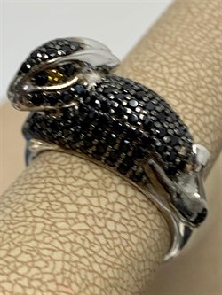 *Кольцо р.16,5 Черный Кролик Черный Фианит Микро Вставки арт. 01-1715/0КЦ1-00-379 вес 5,82 г - фото 272974 *Кольцо р.16,5 Черный Кролик Черный Фианит Микро Вставки арт. 01-1715/0КЦ1-00-379 вес 5,82 г - фото 272974