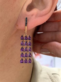 *Серьги Аметист Черная Шпинель арт. 02-2528/00АМ-67-884 вес 7,87 г - фото 272997 *Серьги Аметист Черная Шпинель арт. 02-2528/00АМ-67-884 вес 7,87 г - фото 272997