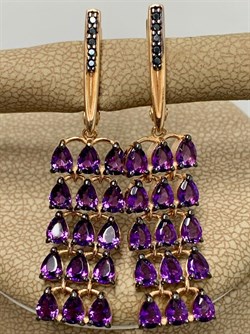 *Серьги Аметист Черная Шпинель арт. 02-2528/00АМ-67-884 вес 7,87 г - фото 273000 *Серьги Аметист Черная Шпинель арт. 02-2528/00АМ-67-884 вес 7,87 г - фото 273000