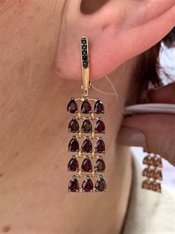 *Серьги Гранат Черная Шпинель арт. 02-2528/00ГР-67-898 вес 7,07 г - фото 273003