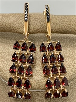 *Серьги Гранат Черная Шпинель арт. 02-2528/00ГР-67-898 вес 7,07 г - фото 273007