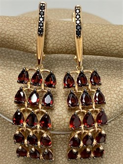 *Серьги Гранат Черная Шпинель арт. 02-2528/00ГР-67-898 вес 7,07 г - фото 273008