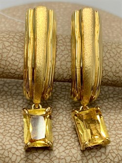 *Серьги Цитрин арт. 02-2463/00ЦТ-08-324 вес 5,08 г - фото 273022