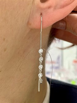 *Серьги Цепочки Белый Фианит арт. 02-2808/00СВ-00-028 вес 1,26 г - фото 273182 *Серьги Цепочки Белый Фианит арт. 02-2808/00СВ-00-028 вес 1,26 г - фото 273182