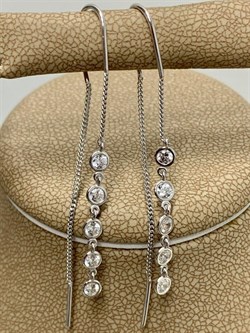 *Серьги Цепочки Белый Фианит арт. 02-2808/00СВ-00-028 вес 1,26 г - фото 273183 *Серьги Цепочки Белый Фианит арт. 02-2808/00СВ-00-028 вес 1,26 г - фото 273183