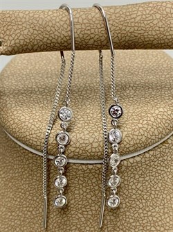 *Серьги Цепочки Белый Фианит арт. 02-2808/00СВ-00-028 вес 1,26 г - фото 273184 *Серьги Цепочки Белый Фианит арт. 02-2808/00СВ-00-028 вес 1,26 г - фото 273184