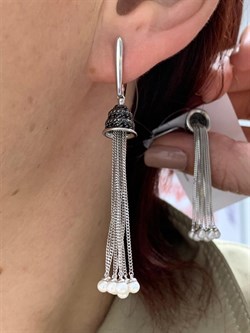 *Серьги Цепочки Белый Жемчуг Черная Шпинель арт. 02-2372/00ЖБ-00-801 вес 7,61 г - фото 273187 *Серьги Цепочки Белый Жемчуг Черная Шпинель арт. 02-2372/00ЖБ-00-801 вес 7,61 г - фото 273187