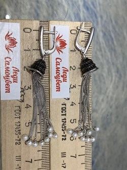 *Серьги Цепочки Белый Жемчуг Черная Шпинель арт. 02-2372/00ЖБ-00-801 вес 7,61 г - фото 273188 *Серьги Цепочки Белый Жемчуг Черная Шпинель арт. 02-2372/00ЖБ-00-801 вес 7,61 г - фото 273188