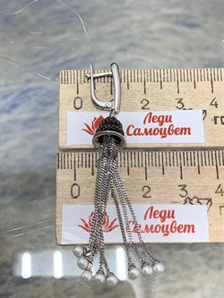 *Серьги Цепочки Белый Жемчуг Черная Шпинель арт. 02-2372/00ЖБ-00-801 вес 7,61 г - фото 273191 *Серьги Цепочки Белый Жемчуг Черная Шпинель арт. 02-2372/00ЖБ-00-801 вес 7,61 г - фото 273191