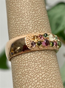 *Кольцо р.19,5 Турмалин Микс арт. 01-2789/0МТН-06-362 вес 3,55 г - фото 273249