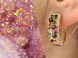 *Серьги Конго Турмалин Микс арт. 02-2789/0МТН-06-220 вес 7,3 г - фото 273252