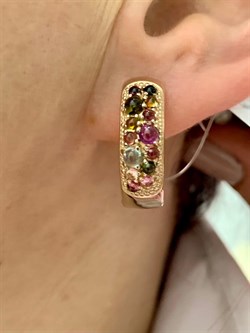 *Серьги Конго Турмалин Микс арт. 02-2789/0МТН-06-220 вес 7,3 г - фото 273254