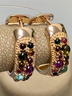 *Серьги Конго Турмалин Микс арт. 02-2789/0МТН-06-220 вес 7,3 г - фото 273261