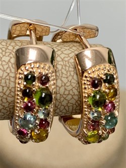 *Серьги Конго Турмалин Микс арт. 02-2789/0МТН-06-238 вес 7,24 г - фото 273275