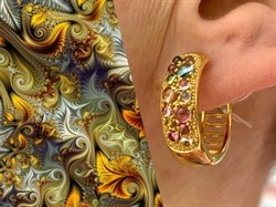 *Серьги Конго Турмалин Микс арт. 02-2789/0МТН-08-531 вес 7,21 г - фото 273280