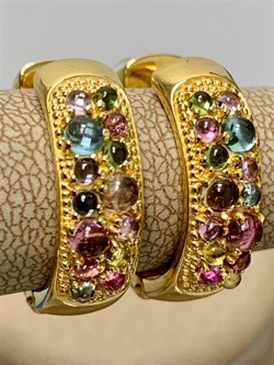 *Серьги Конго Турмалин Микс арт. 02-2789/0МТН-08-531 вес 7,21 г - фото 273287