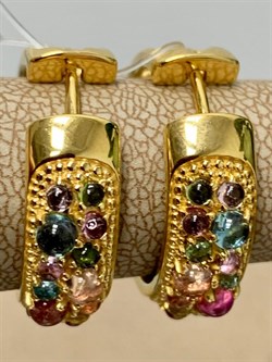 *Серьги Конго Турмалин Микс арт. 02-2789/0МТН-08-531 вес 7,21 г - фото 273288