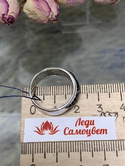 *Кольцо р.18 Микс Зеленый и Черный Фианит арт. 01-1300/0КЦ4-00-819 вес 6,28 г - фото 273333