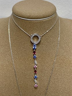 *Колье р.55-60 Фианит Микс арт. 06-2565/СВ63-00-287 вес 4,87 г - фото 273363