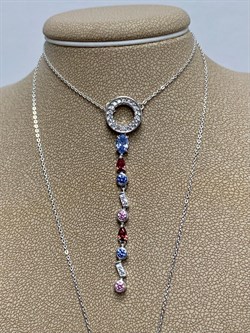 *Колье р.55-60 Фианит Микс арт. 06-2565/СВ63-00-287 вес 4,87 г - фото 273364