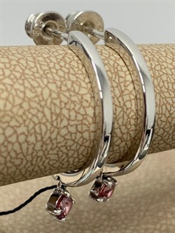 *Пусеты Полу Конго Розовый Фианит арт. 02-2474/СВ12-00-398 вес 3,32 г - фото 273382