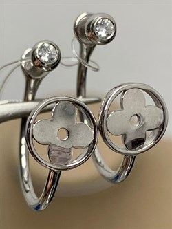 *Серьги Клевер Трансформеры Пусеты Белый Фианит арт. 02-2671/00КЦ-00-385 вес 3,98 г - фото 273400 *Серьги Клевер Трансформеры Пусеты Белый Фианит арт. 02-2671/00КЦ-00-385 вес 3,98 г - фото 273400