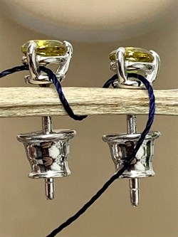 *Серьги Пусеты Султанит иск арт. 02-1196/00СТ-00-659 вес 0,93 г - фото 274226