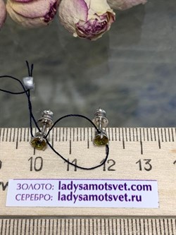 *Серьги Пусеты Султанит иск арт. 02-1196/00СТ-00-659 вес 0,93 г - фото 274229