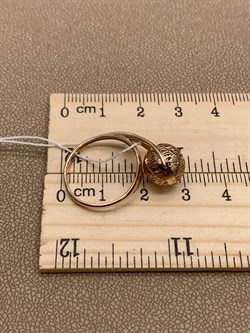 *Кольцо р.17,5 Шар цв Красное арт. 01-4926-00-000-1110-48-451 вес 2,01 г - фото 274276