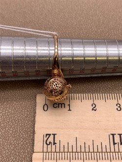 *Кольцо р.17,5 Шар цв Красное арт. 01-4926-00-000-1110-48-451 вес 2,01 г - фото 274288