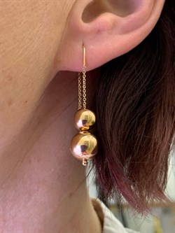 *Серьги Продевки Шары цв Красное арт. 02-3660-00-000-1110-01-003 вес 4,15 г - фото 274374