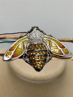 *Брошь Мотылек Эмаль Фианит арт. 04-1330/ЭМ85-00-297 Вес 4,82 г - фото 274418