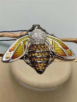 *Брошь Мотылек Эмаль Фианит арт. 04-1330/ЭМ85-00-297 Вес 4,82 г - фото 274420