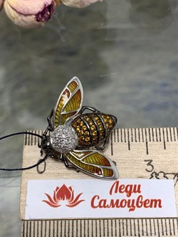 *Брошь Мотылек Эмаль Фианит арт. 04-1330/ЭМ85-00-297 Вес 4,82 г - фото 274422