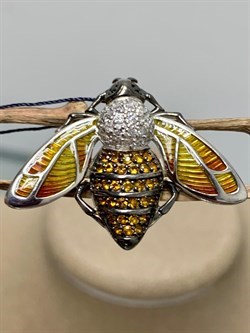 *Брошь Мотылек Эмаль Фианит арт. 04-1330/ЭМ85-00-297 Вес 4,82 г - фото 274425