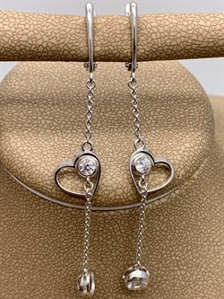 *Серьги Сердца Белый Фианит арт. 02-4437-00-401-0200-69-320 вес 3,1 г - фото 274860 *Серьги Сердца Белый Фианит арт. 02-4437-00-401-0200-69-320 вес 3,1 г - фото 274860