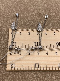 *Серьги Пусеты Крылья Белый Фианит арт. 02-4444-00-401-0200-69-322 вес 2,88 г - фото 274882