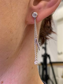 *Серьги Пусеты Крылья Белый Фианит арт. 02-4444-00-401-0200-69-322 вес 2,88 г - фото 274883