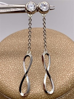 *Серьги Пусеты Бесконечности Белый Фианит арт. 02-4435-00-401-0200-69-644 вес 2,16 г - фото 274939 *Серьги Пусеты Бесконечности Белый Фианит арт. 02-4435-00-401-0200-69-644 вес 2,16 г - фото 274939