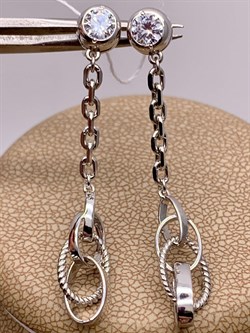 *Серьги Пусеты Белый Фианит арт. 02-4524-00-401-0200-69-385 вес 3,43 г - фото 274947 *Серьги Пусеты Белый Фианит арт. 02-4524-00-401-0200-69-385 вес 3,43 г - фото 274947