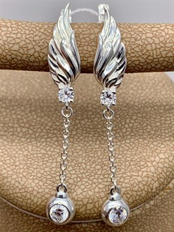 *Серьги Крылья Белый Фианит арт. 02-4438-00-401-0200-69-061 вес  3,1 г - фото 274977 *Серьги Крылья Белый Фианит арт. 02-4438-00-401-0200-69-061 вес  3,1 г - фото 274977