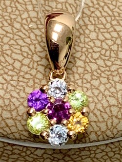 **Подвеска Микс Аметист Родолит Топаз Хризолит Цитрин арт. 03-2720/0М88-06-003 вес 1,21 г - фото 275170