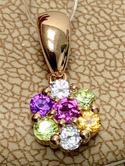 **Подвеска Микс Аметист Родолит Топаз Хризолит Цитрин арт. 03-2720/0М88-06-003 вес 1,21 г - фото 275174