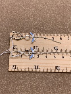 *Серьги Стрекозы Эмаль Голубая арт. 02-4642-01-000-0200-71-374 вес 3,29 г - фото 275422