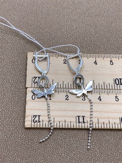 *Серьги Стрекозы Эмаль Голубая арт. 02-4642-01-000-0200-71-374 вес 3,29 г - фото 275423